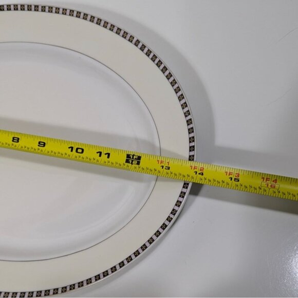 Noritake Lafayette Oval Platter White Beige Black Trim Japan - Picture 2 of 16